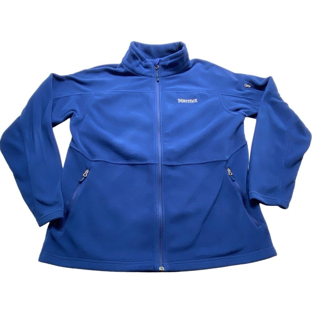 MARMOT Men Polartec Fleece Jacket Mock Neck Full‎ Zip Sz XL Blue Outdoors 13-16